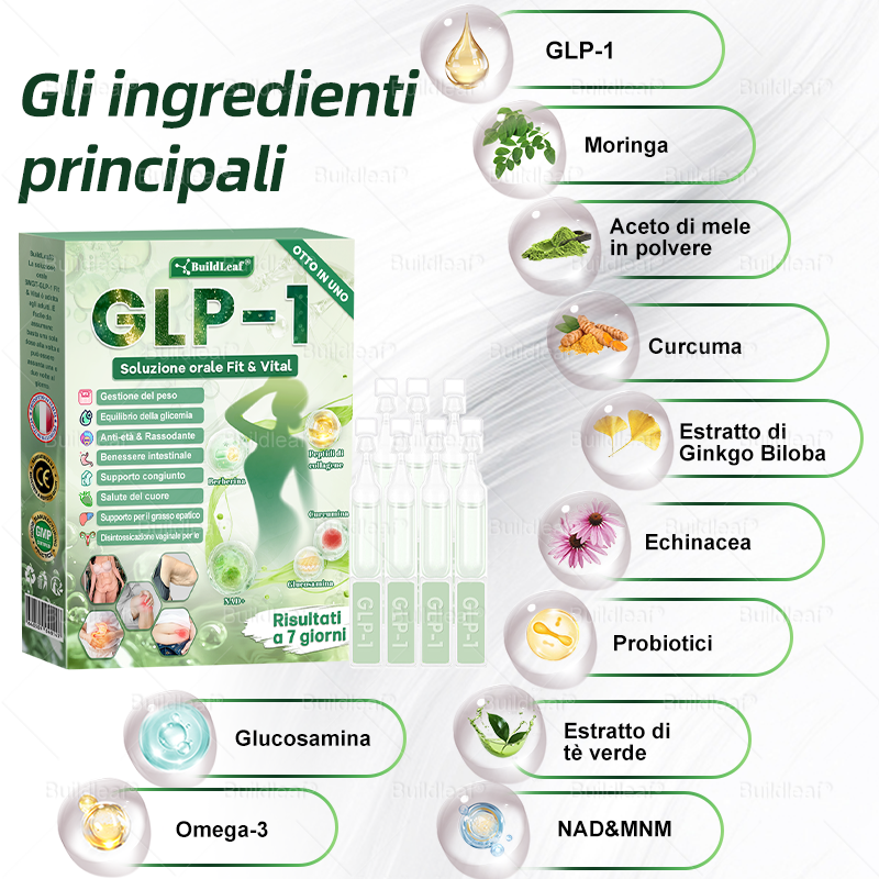 Negozio ufficiale | BuildLeaf® GLP-1 8-in-1 Fit & Vital Soluzione Orale (Solo una volta al giorno, cambiamenti visibili in 7 giorni) ✅ Per obesità, salute cardiovascolare, diabete, apnea notturna, salute intestinale, problemi articolari e altro